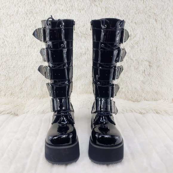Brand New Trashville 518 Platform Goth Mens Knee Boots Patent main image 5